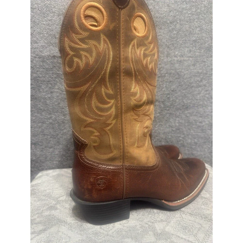 ARIAT MEN'S SPORT POWDER BROWN PUNCHY TOE COWBOY BOOTS 8.5D New